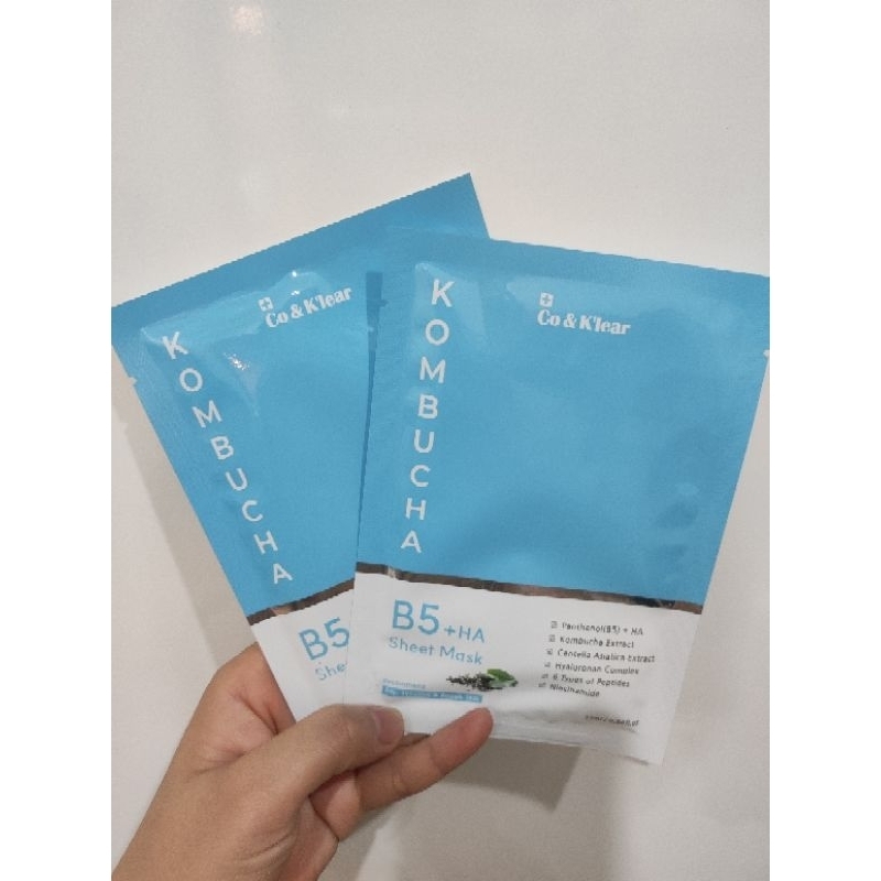 Mặt nạ Co & K'Lear Kombucha, Mask cấp ẩm phục hồi dưỡng trắng da - B5+HA Sheet mask 25ml ( 1 miếng )