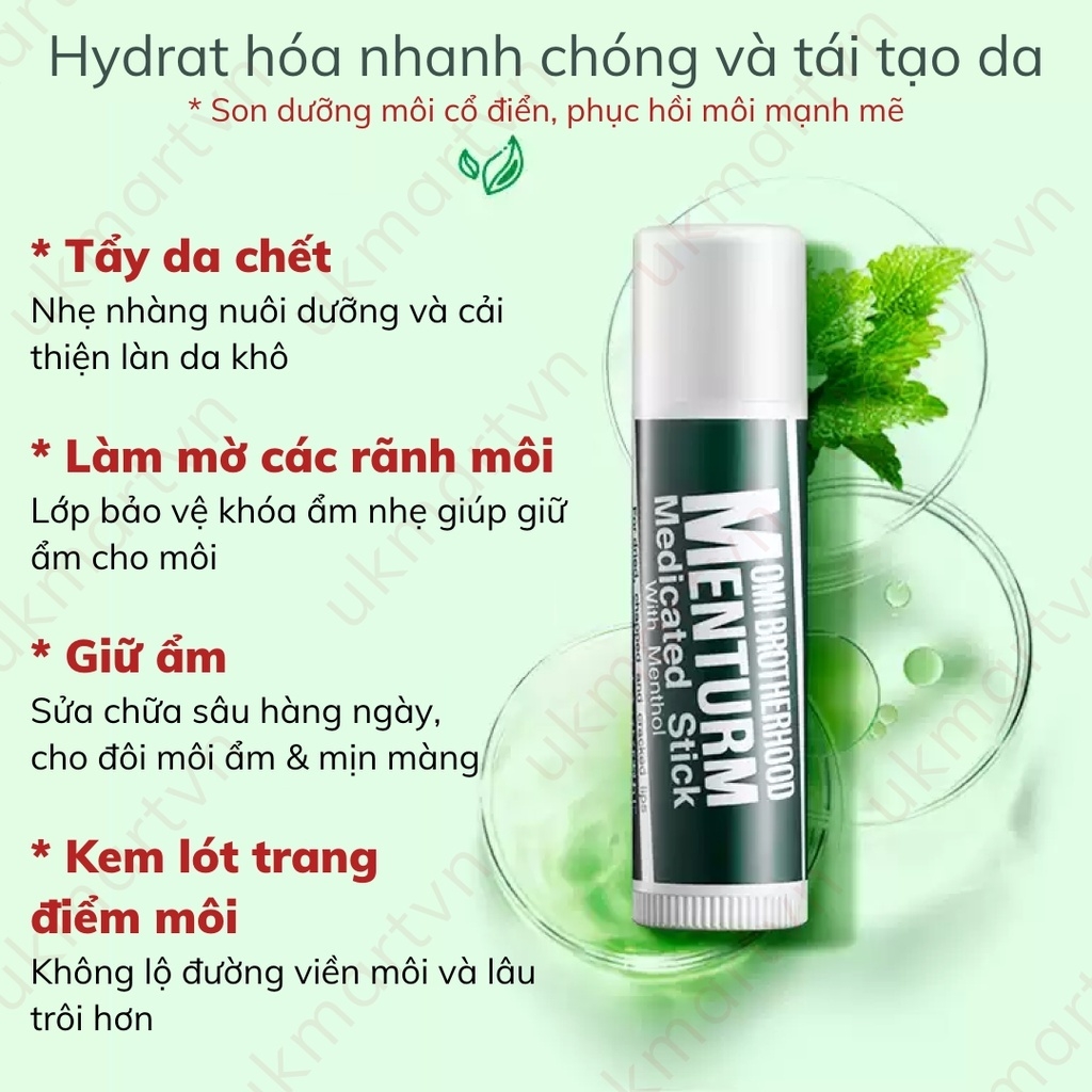 Son Dưỡng Ẩm Bạc Hà Dành Cho Môi Khô Và Nứt Nẻ Omi Brotherhood Menturm Nhật Bản (4g)