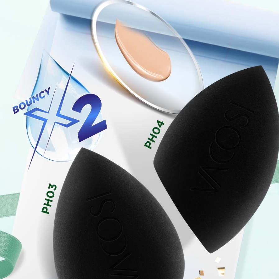 Bông giọt nước vạt xéo Vacosi Pro PH04 Prs Pro Crucial Flat Blender - bông phấn ướt tán nền Hàn Quốc