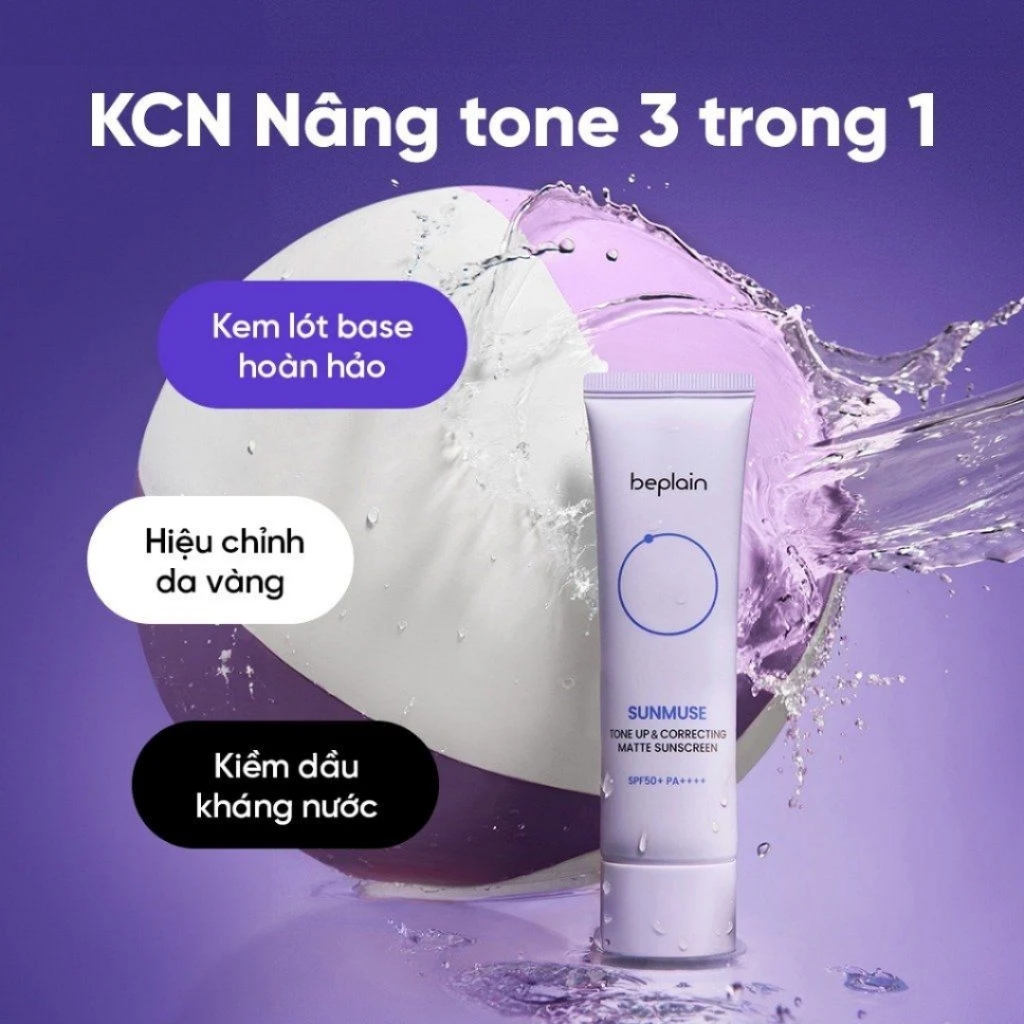 Kem chống nắng Beplain Sunmuse vật lý lai hóa học nâng tone & kiềm dầu Matte mịn lì SPF50+ 10ml/50ml