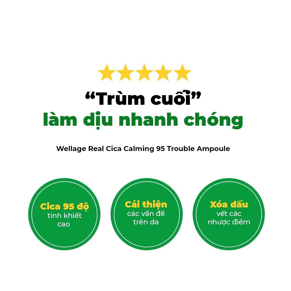 Tinh Chất Wellage Real CICA CALMING 95 Trouble Ampoule 50ml