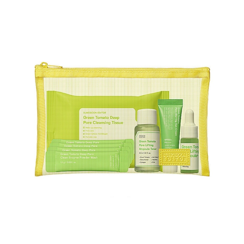 Set dưỡng da mini du lịch SungBoon Editor Travel Kit 5 món se khít lỗ chân lông màu xanh lá - 150g