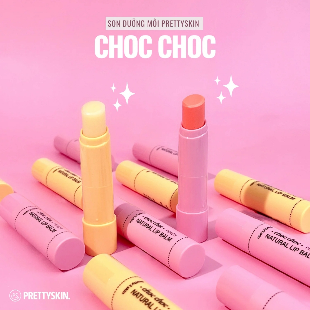 Son dưỡng môi Pretty Skin Choc Choc Natural Lip Balm - son dưỡng môi Hàn Quốc đào - mật ong 4.5g