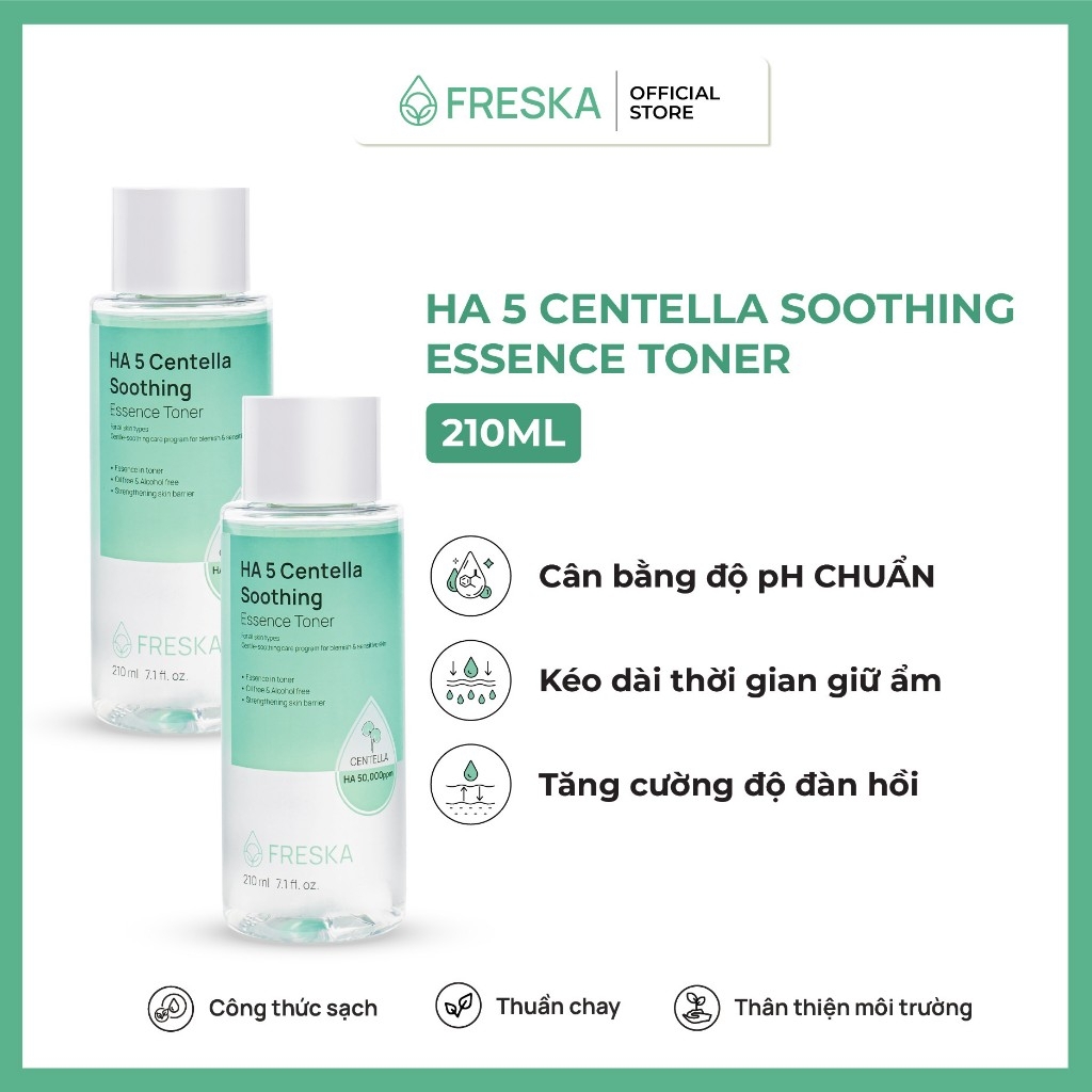 Nước hoa hồng chiết xuất rau má Freska HA 5 Centella Soothing Essence Toner cáp ẩm làm mềm da  210ml