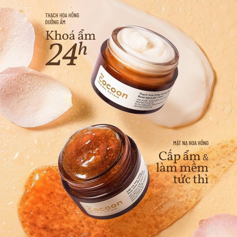 Kem dưỡng ẩm dạng thạch Cocoon cấp ẩm, ngừa mụn, sáng da từ Bí đao, Hoa hồng, Nghệ Hưng Yên 30ml- 100ml