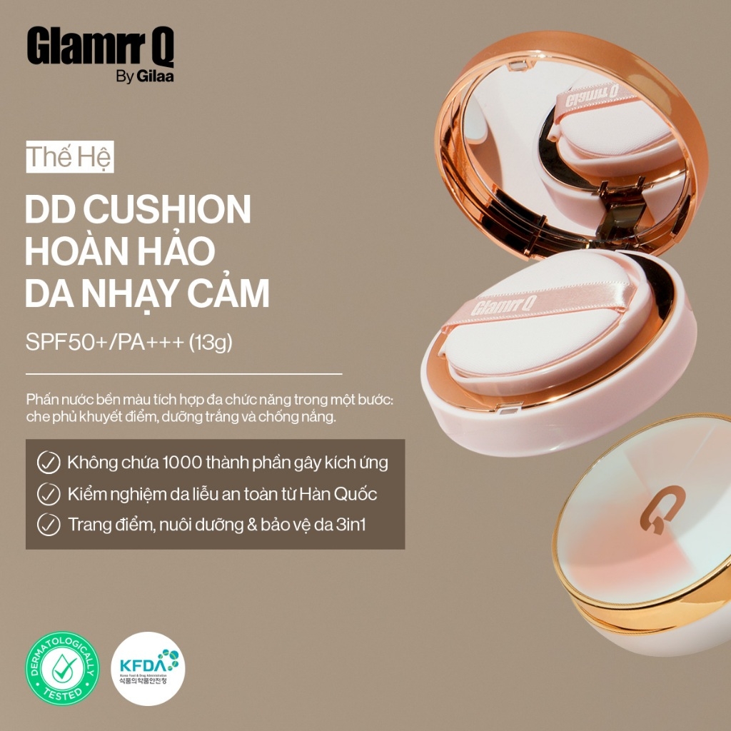Phấn Nước Glamrr Q Kiềm Dầu Dưỡng Da Long Wear DD Cushion - SPF50+/PA+++ (1 lõi x 13g)