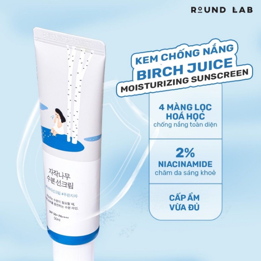 Kem chống nắng RoundLab dưỡng ẩm Birch Juice Moisturzing Sunscreen - Round Lab Sun cream SPF50+ 50ml