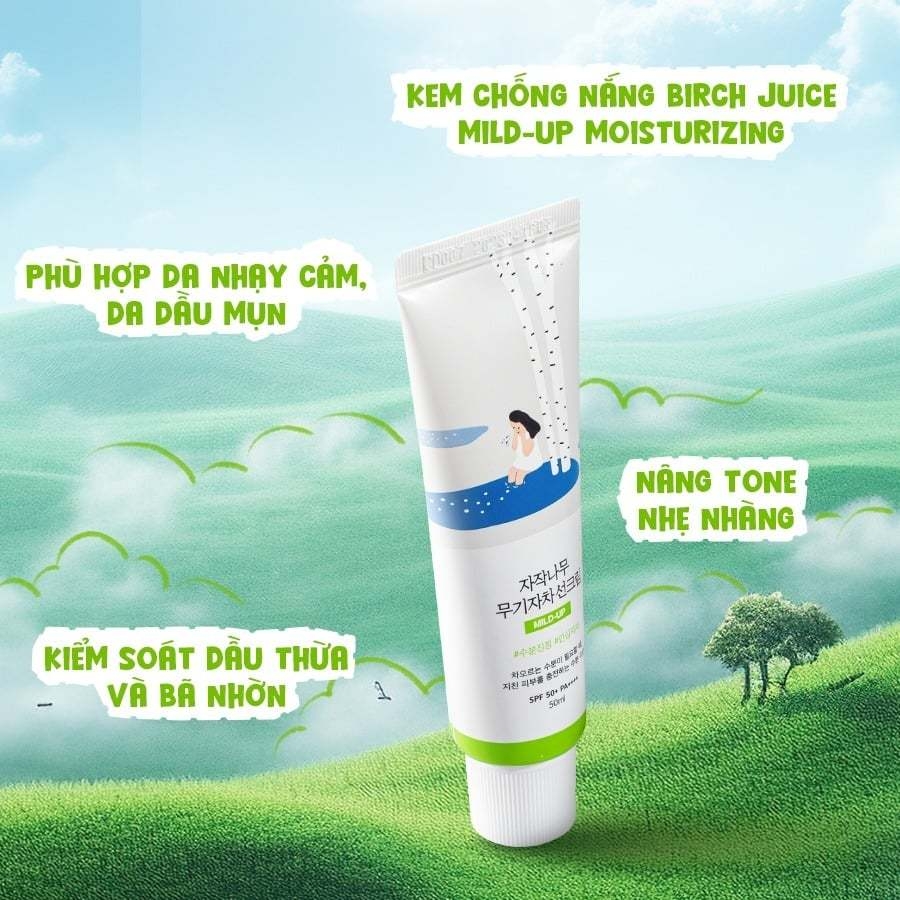 Kem chống nắng kiềm dầu dưỡng ẩm RoundLab Birch Juice Mild-Up Sunscreenn - Round Lab Sun cream 50ml