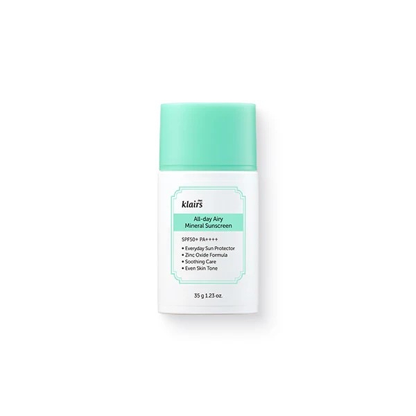 Kem chống nắng nâng tone sáng da Dear Klairs All-day Airy Mineral Sunscreen SPF50+ PA++++ 60g / 35g / 10g