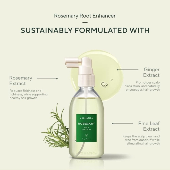 Xịt dưỡng tóc Aromatica hương thảo Rosemary Root Enhancer - tràm trà Tea Tree Purifying Tonic 100ml