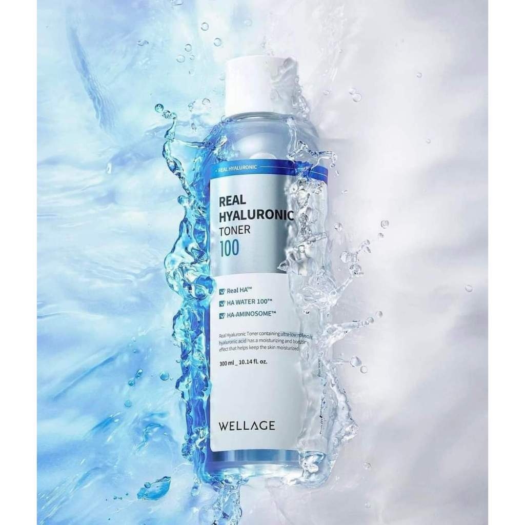 Nước hoa hồng Wellage Real Hyaluronic Toner 100 cấp ẩm dịu da giúp da mềm mại và căng bóng 200ml