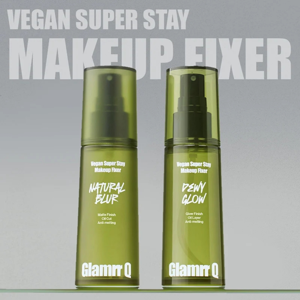 Xịt khóa nền Glamrr Q Vegan Super Fixed 50ml - xịt khóa makeup thuần chay căng bóng cho da nhạy cảm