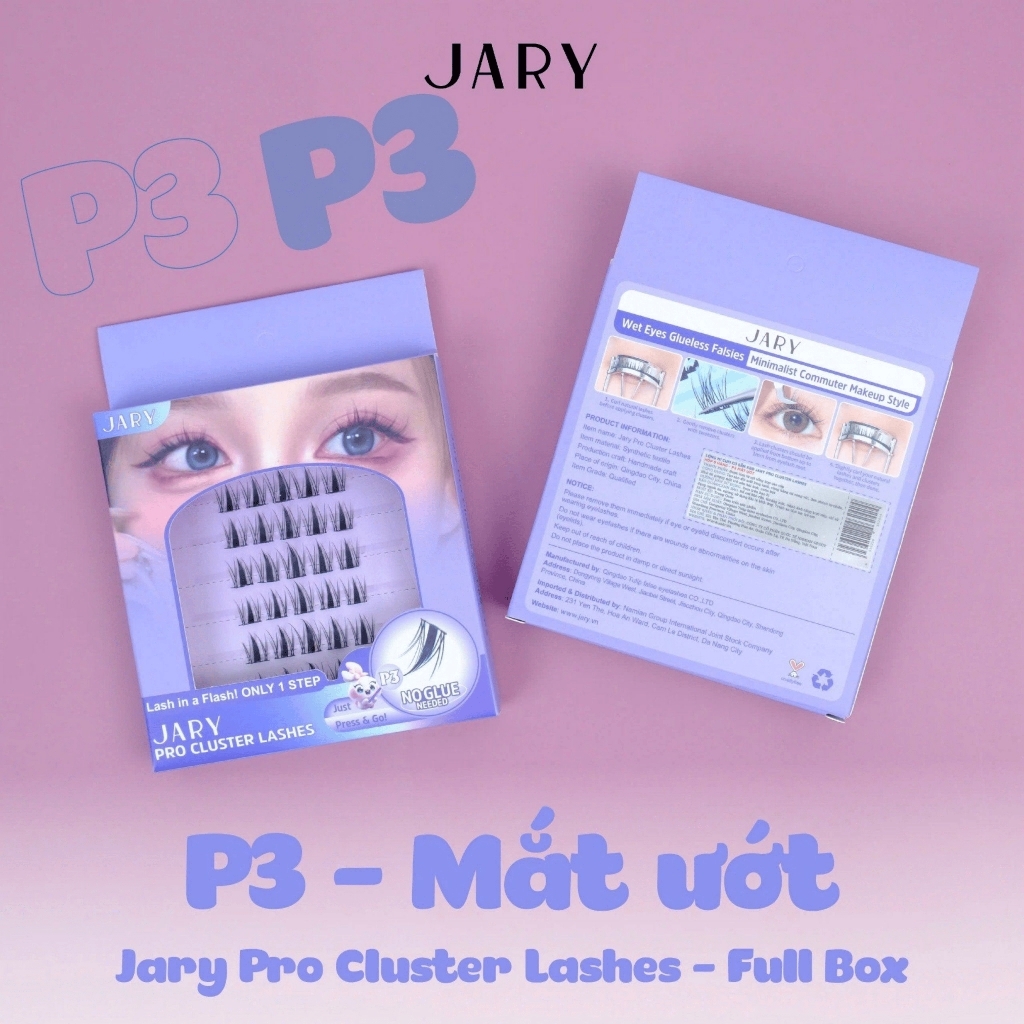 Lông mi cụm có sẵn keo Jary Pro Cluster Lashes - Hộp nhựa 6 hàng Full Box - mi giả jary chính hãng