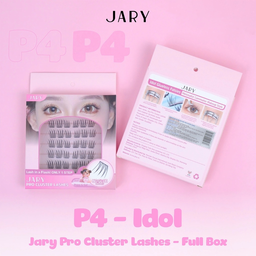 Lông mi cụm có sẵn keo Jary Pro Cluster Lashes - Hộp nhựa 6 hàng Full Box - mi giả jary chính hãng