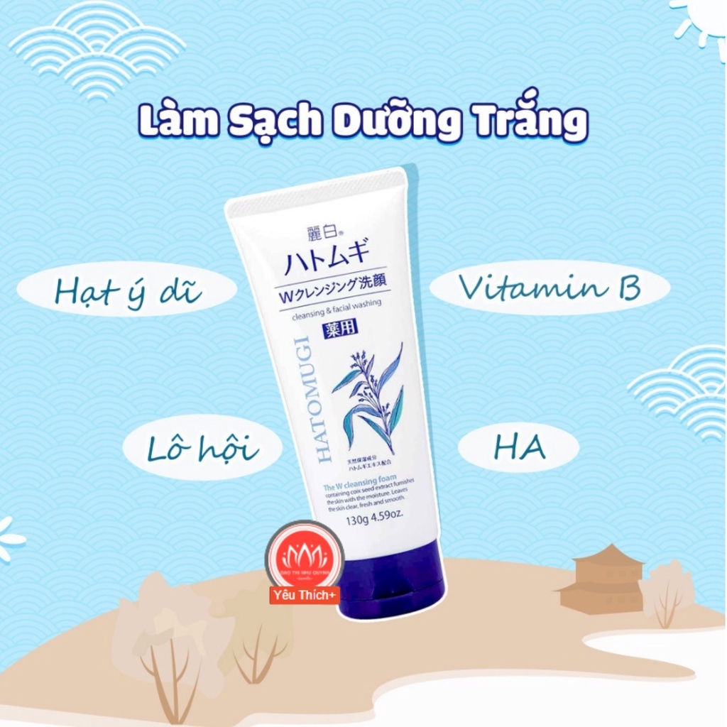 Sữa rửa mặt trắng HATOMUGI Cleansing & washing 130gr
