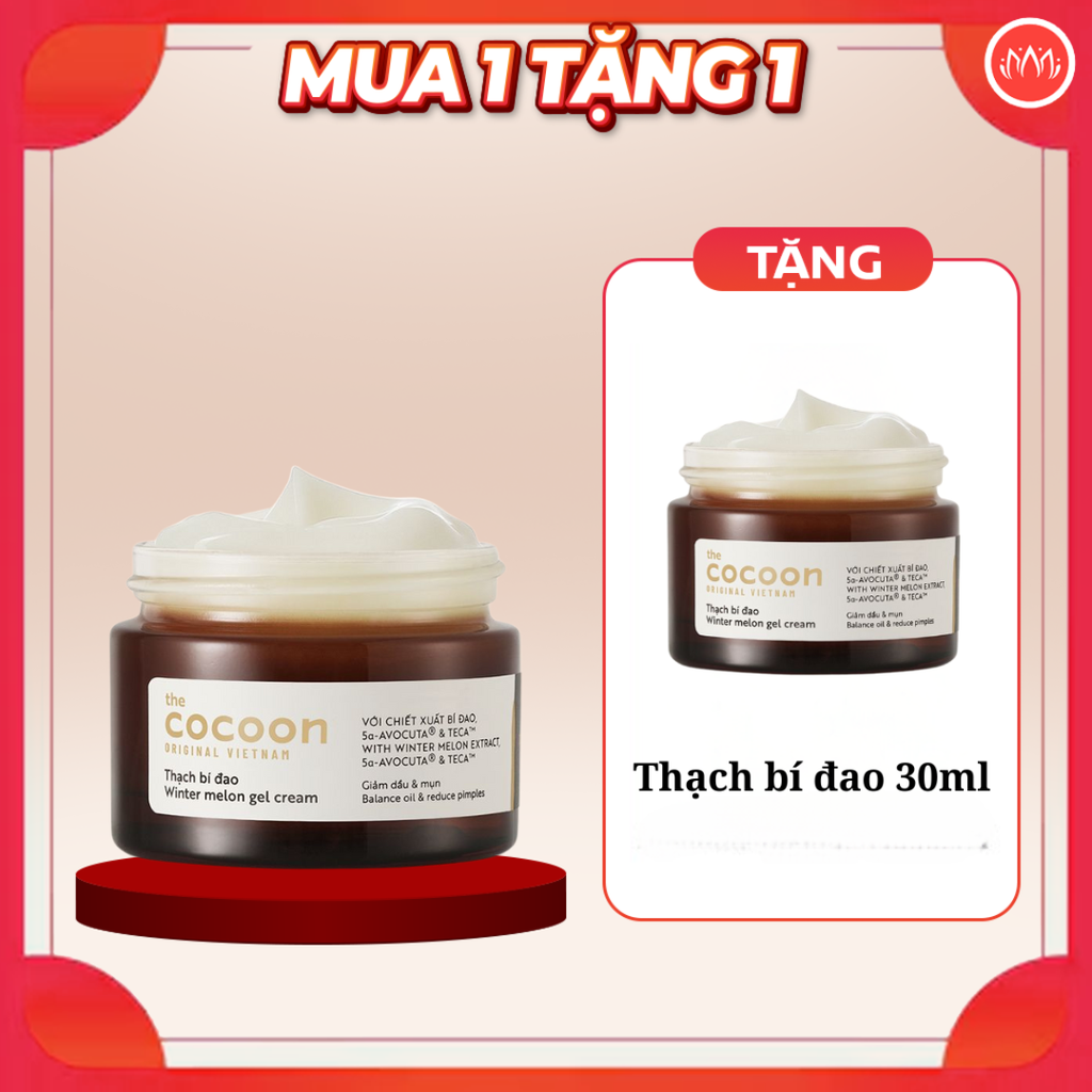 Kem dưỡng ẩm dạng thạch Cocoon cấp ẩm, ngừa mụn, sáng da từ Bí đao, Hoa hồng, Nghệ Hưng Yên 30ml- 100ml