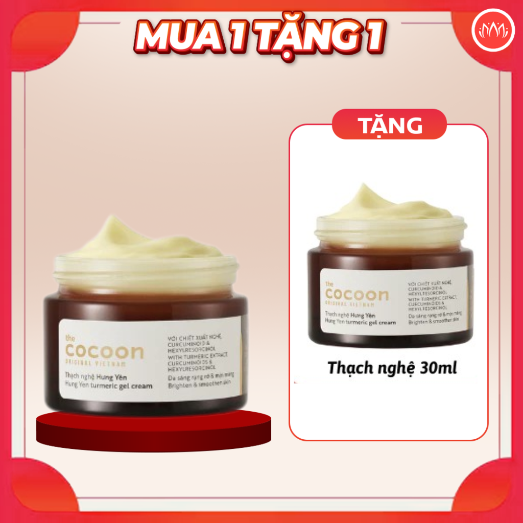 Kem dưỡng ẩm dạng thạch Cocoon cấp ẩm, ngừa mụn, sáng da từ Bí đao, Hoa hồng, Nghệ Hưng Yên 30ml- 100ml