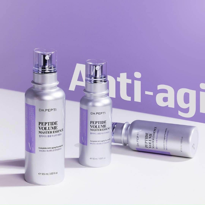 Tinh chất Dr Pepti sủi bọt serum Peptide tím Volume Master Essence trắng da, thu nhỏ lỗ chân lông 50ml 105ml dr.pepti