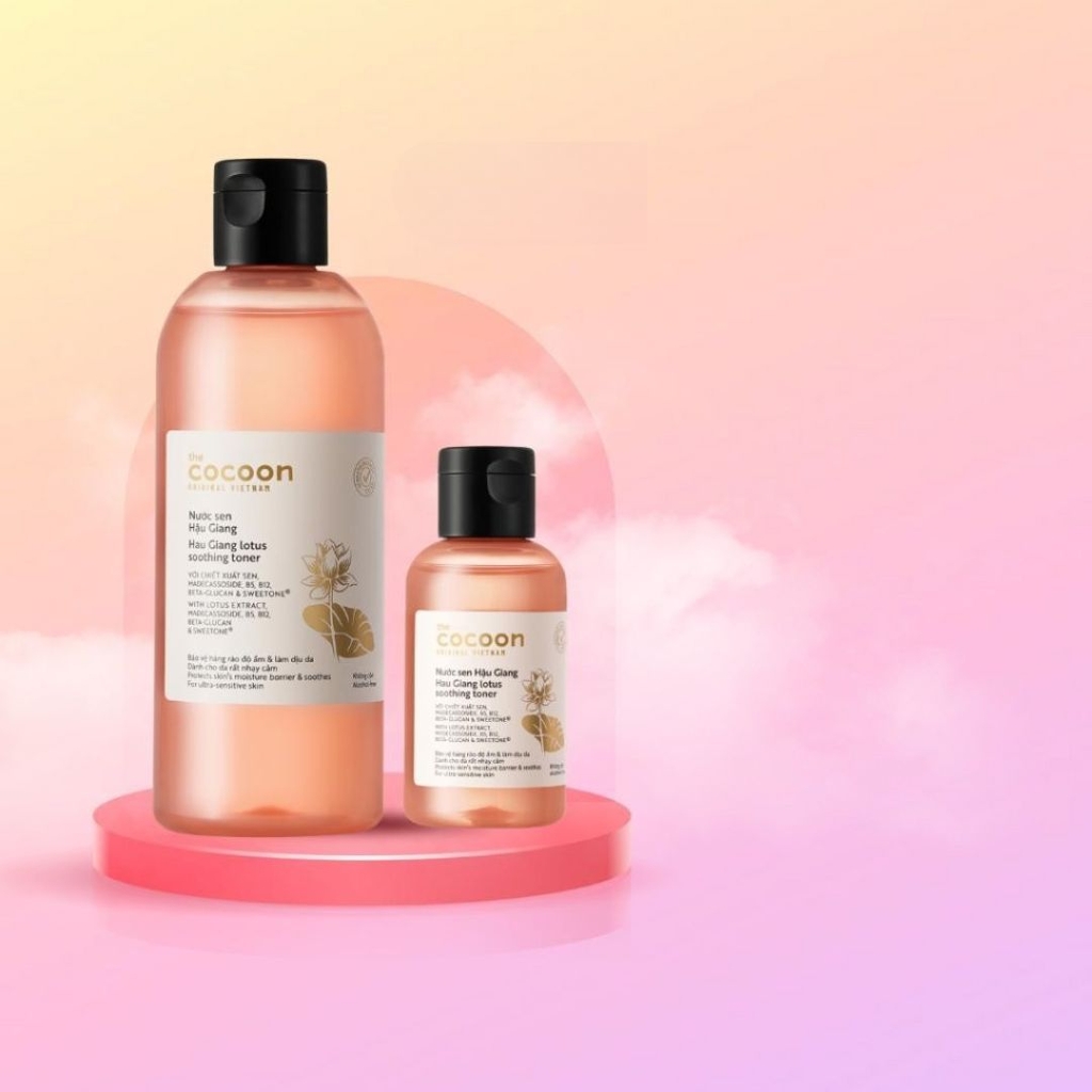 Toner sen Cocoon nước cân bằng da cấp ẩm Nước sen Hậu Giang  dành cho da rất nhạy cảm 140ml - 310ml
