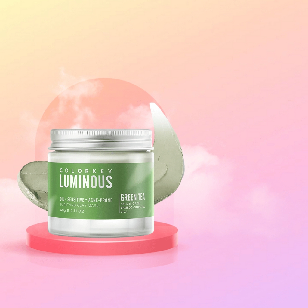 Mặt nạ đất sét COLORKEY LUMINOUS Clay Mask hoa sen - trà xanh 60g/hũ - mặt nạ bùn khoáng color key