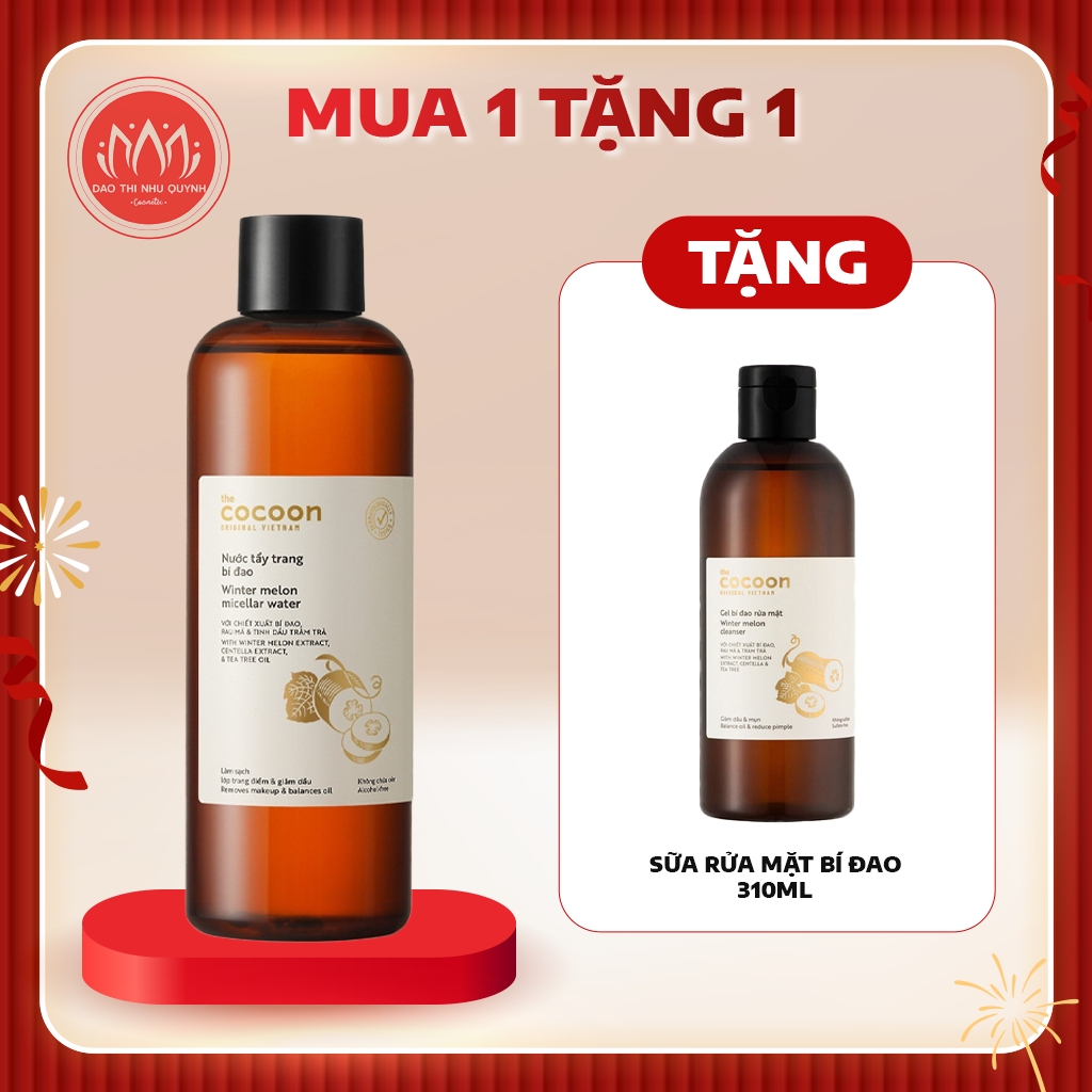 (Không vỏ) Nước tẩy trang bí đao Cocoon Winter Melon Micellar Water 140ml - 500ml mua 1 tặng 1 chính hãng