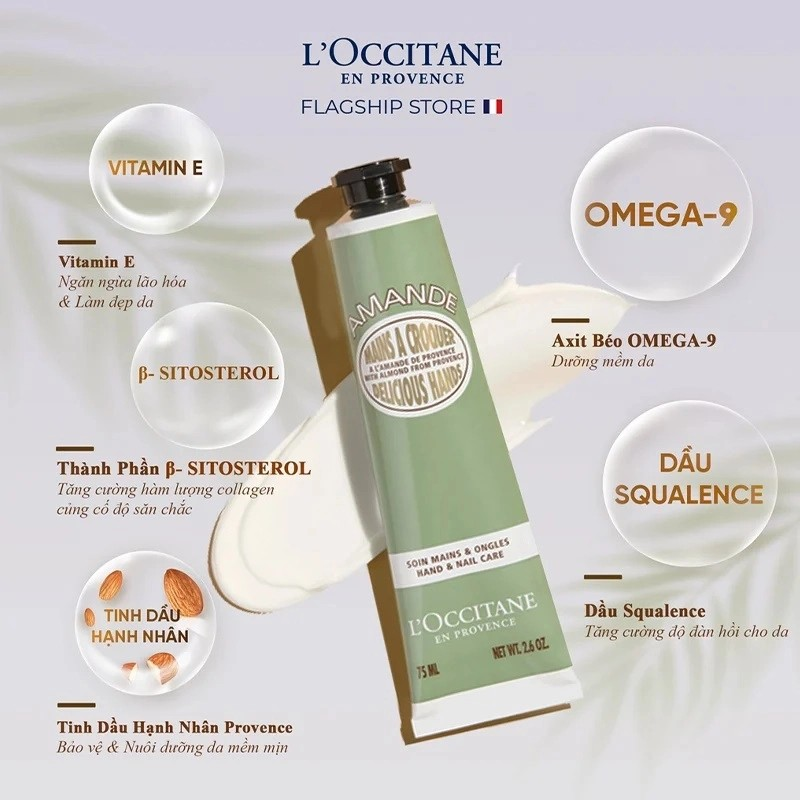 [ Minisize ] Kem dưỡng da tay L'Occitane Hand Cream 10ml - kem tay Shea Butter - Almond Delicious