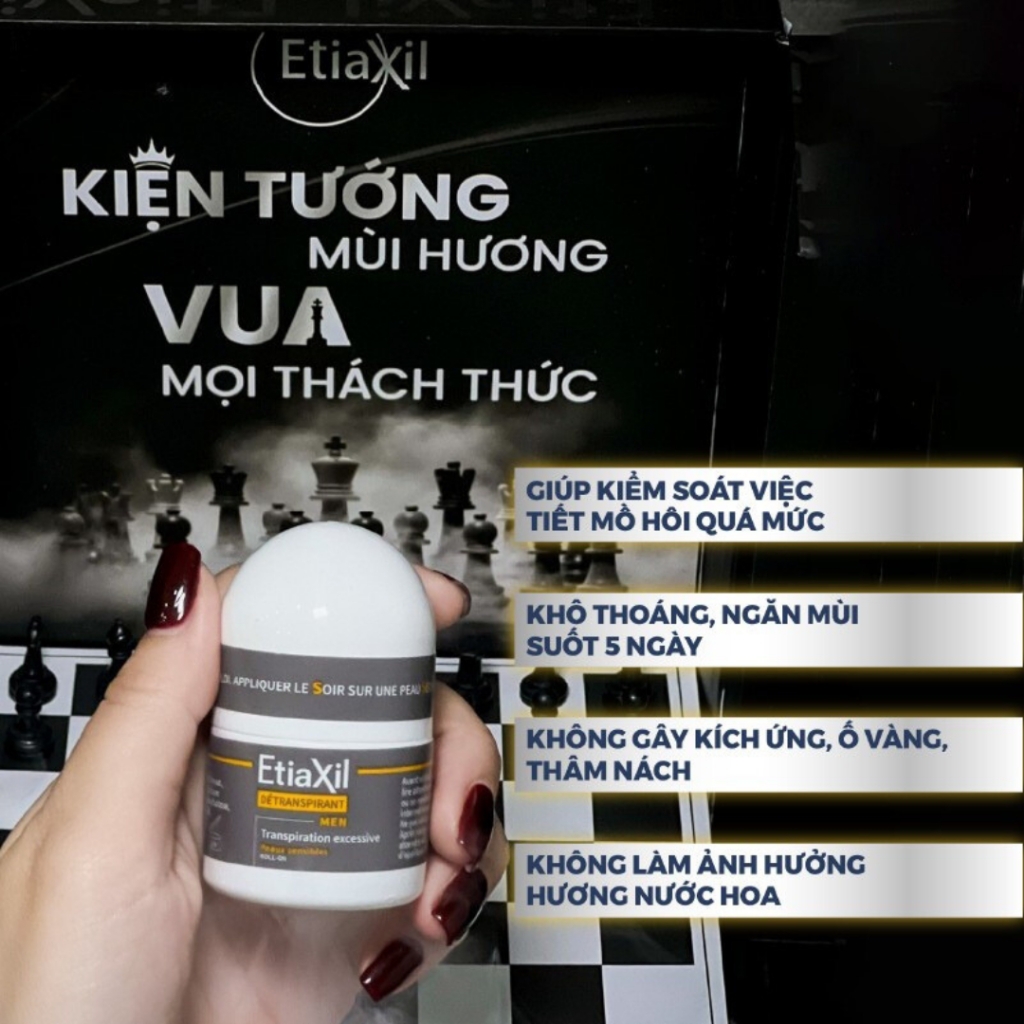 Lăn khử mùi EtiaXil Detranspirant Men Peaux Sensibles Roll-On 15ml - lăn khử mùi cho nam cao cấp
