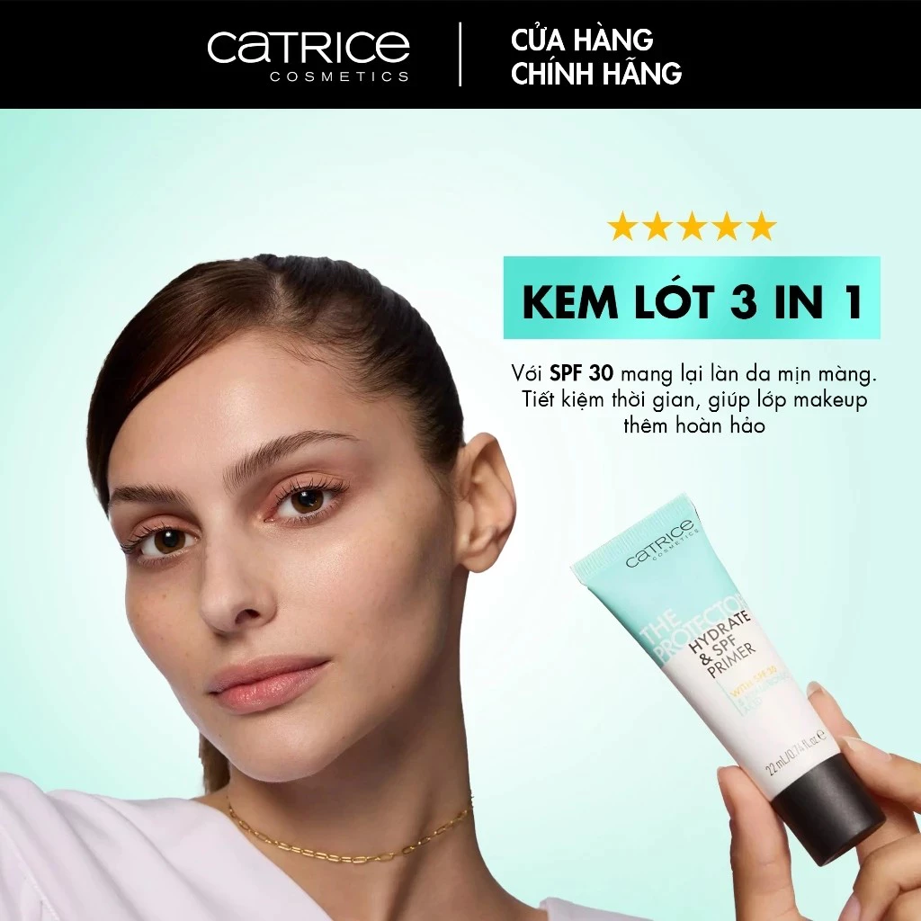 Kem lót Catrice dưỡng ẩm và chống nắng bảo vệ da với SPF30 - The Protector Hydrate & SPF Primer 22ml