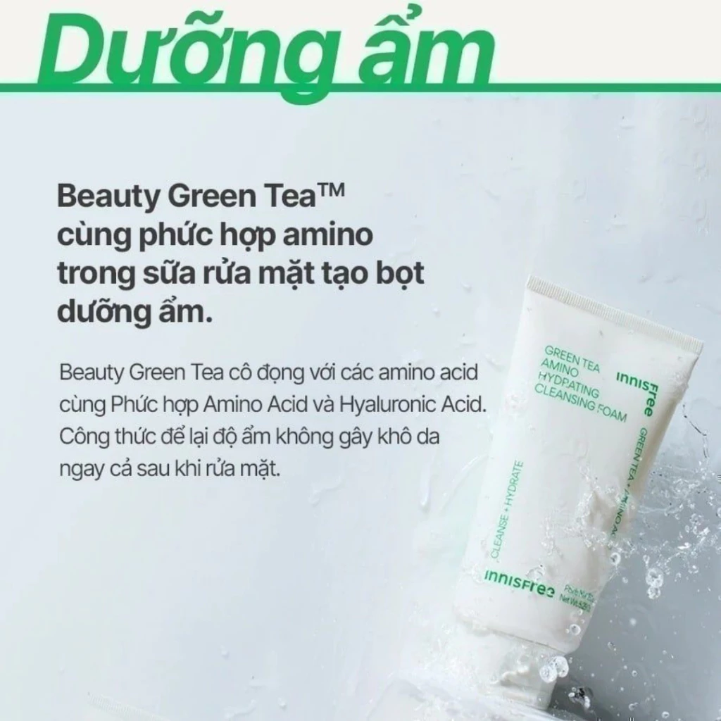 Sữa rửa mặt dưỡng ẩm da chiết xuất  trà xanh Innisfree Green Tea Hydrating Cleaning Foam Mini - 15g