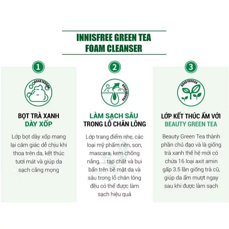 Sữa rửa mặt dưỡng ẩm da chiết xuất  trà xanh Innisfree Green Tea Hydrating Cleaning Foam Mini - 15g