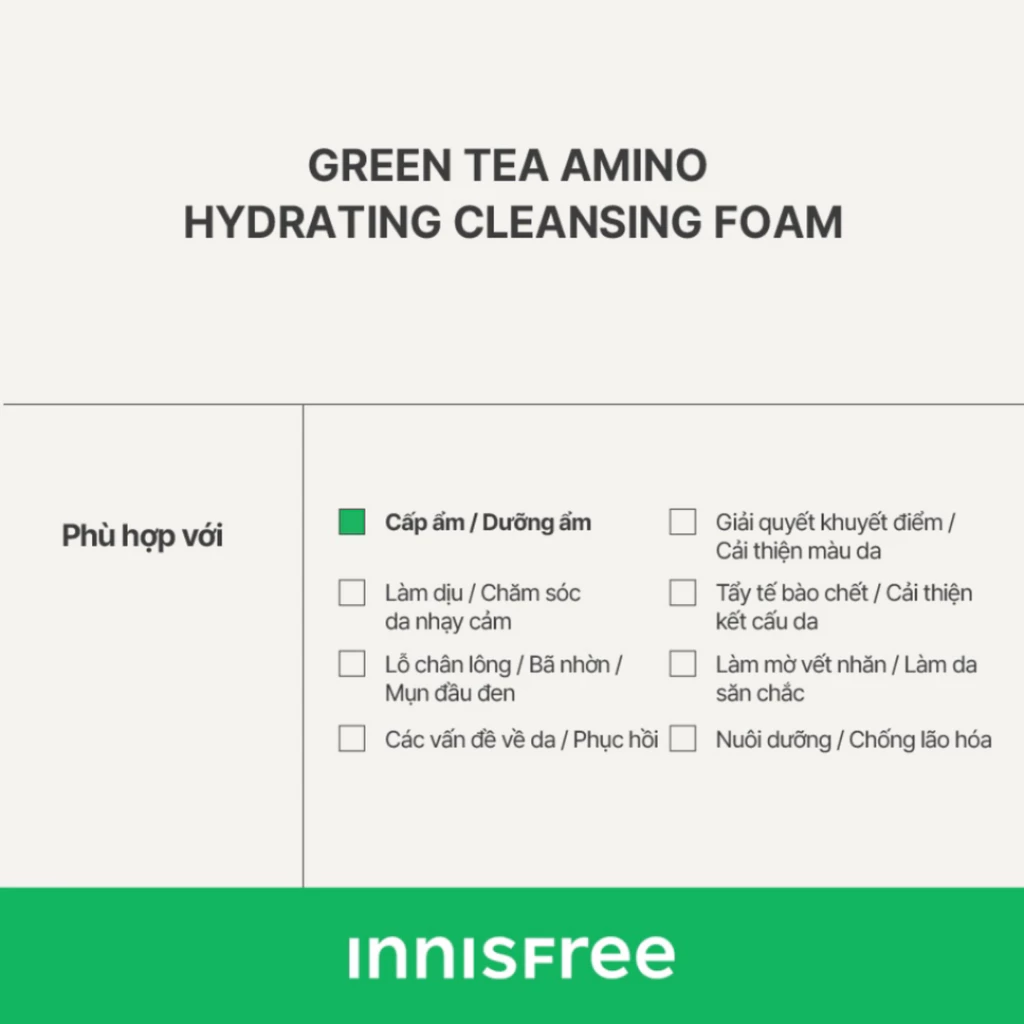 Sữa rửa mặt dưỡng ẩm da chiết xuất  trà xanh Innisfree Green Tea Hydrating Cleaning Foam Mini - 15g