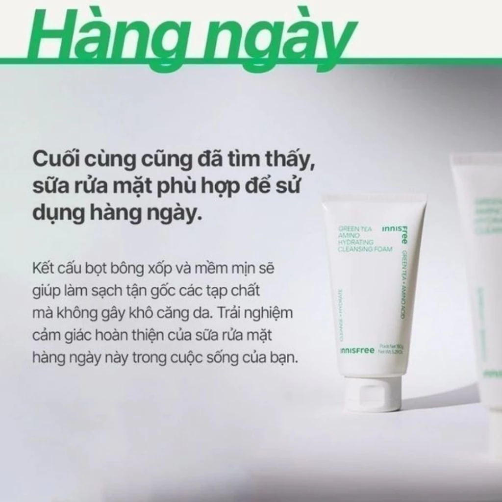 Sữa rửa mặt dưỡng ẩm da chiết xuất  trà xanh Innisfree Green Tea Hydrating Cleaning Foam Mini - 15g