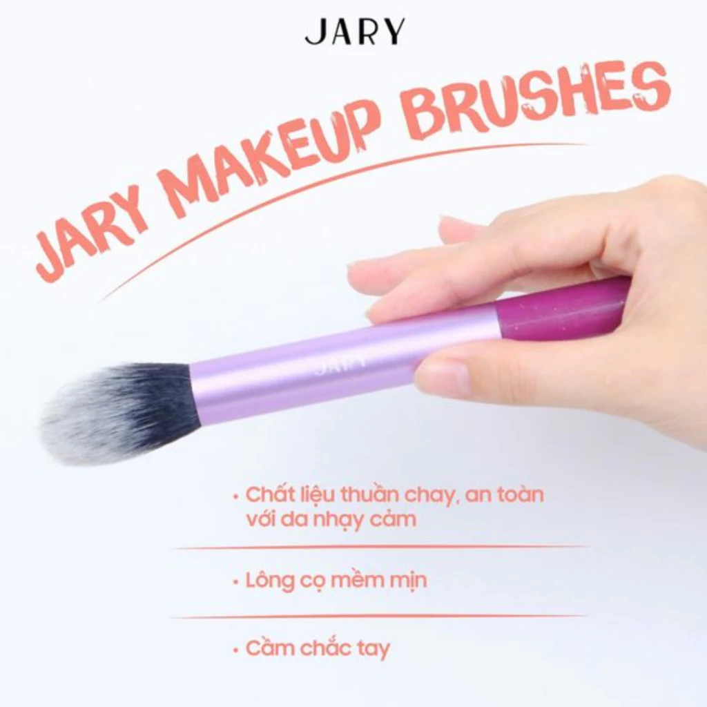 Set 4 cọ trang điểm Jary Make Up Brush Rainbow - Bộ cọ màu cầu vồng kèm túi da PU cao cấp tiện lợi
