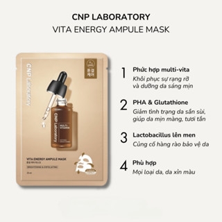 Mặt nạ giấy CNP Laboratory Vita Ampoule Mask 25ml - dưỡng trắng da chuyên sâu & giảm thâm 1 miếng lẻ