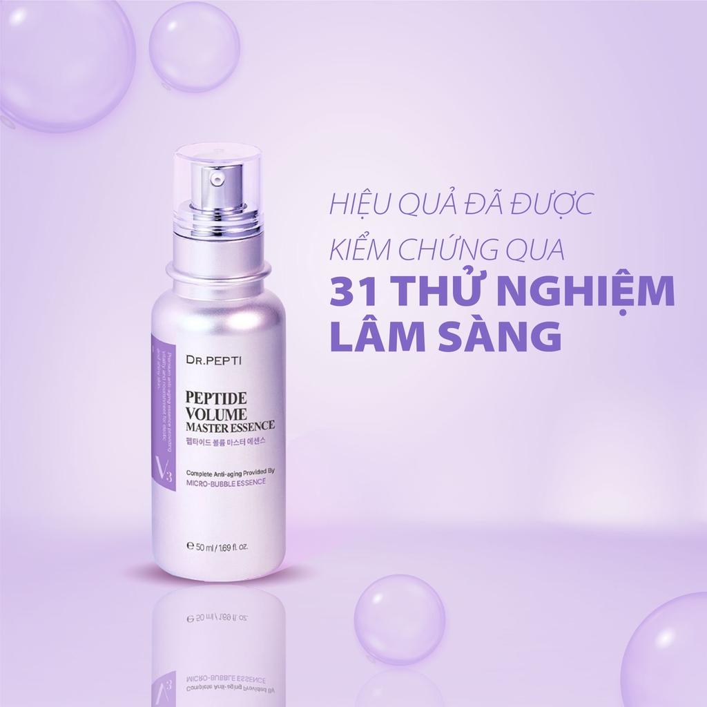 Tinh chất Dr Pepti sủi bọt serum Peptide tím Volume Master Essence trắng da, thu nhỏ lỗ chân lông 50ml 105ml dr.pepti