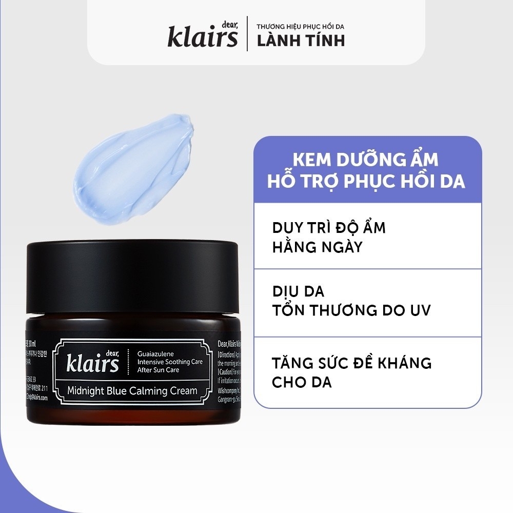 Kem dưỡng ẩm Klairs Rich Moist Soothing Cream cho da thường và da khô 20ml - 80ml chính hãng Dear