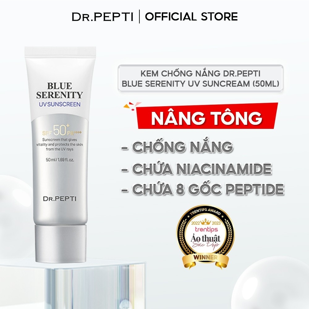 Kem chống nắng Dr.Pepti Plus Tone up - Blue Serenity UV Sunscreen SPF50+ PA++++ 50ml [Mẫu mới]