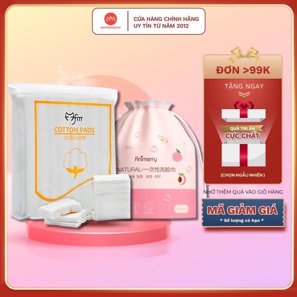 Bông Tẩy Trang 3 Lớp Cotton Pads Mofa Meiren 222 Miếng Và Túi Khăn Lau Mặt Dùng Một Lần Aimerry Nội Địa Trung