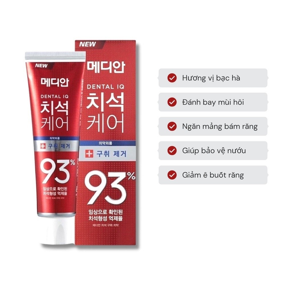 KEM ĐÁNH RĂNG MEDIAN 93% SỐ 1 Hàn QUỐC Dental IQ Chính hãng Làm trắng răng - Ngăn mảng bám 120g