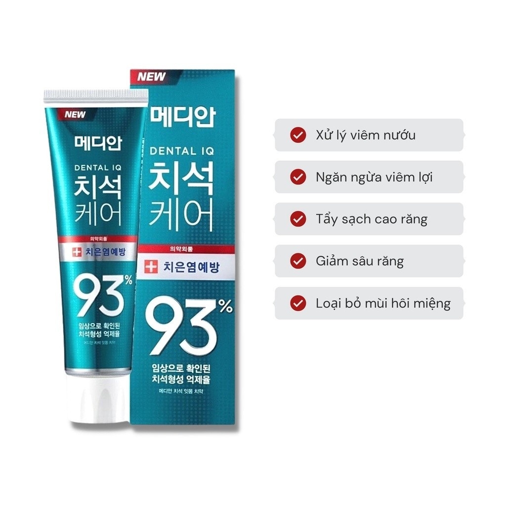 KEM ĐÁNH RĂNG MEDIAN 93% SỐ 1 Hàn QUỐC Dental IQ Chính hãng Làm trắng răng - Ngăn mảng bám 120g