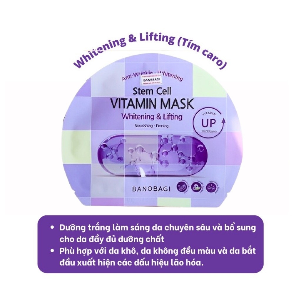Mặt nạ Banobagi dưỡng da bổ sung Vitamin Vita Genic Jelly Mask Giấy Stemcell BANOBAGI dưỡng ẩm 30ml