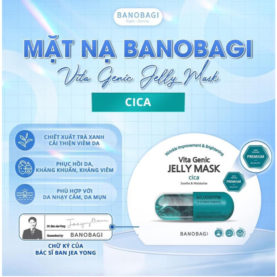 Mặt nạ Banobagi dưỡng da bổ sung Vitamin Vita Genic Jelly Mask Giấy Stemcell BANOBAGI dưỡng ẩm 30ml