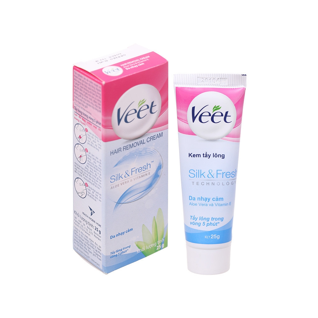 Kem tẩy lông Pháp Veet Silk and Fresh Pure xanh dương, hồng, xanh lá 25g- 50g- 100g (bản mới)