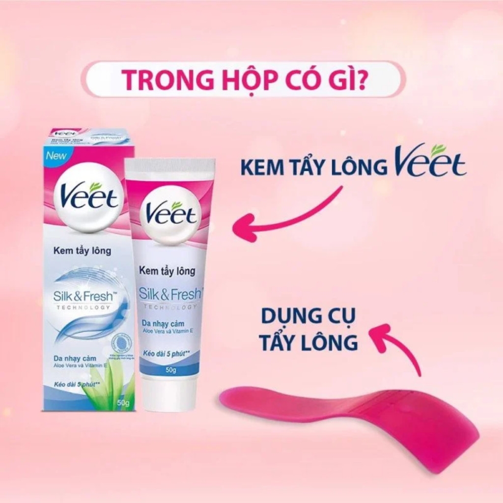 Kem tẩy lông Pháp Veet Silk and Fresh Pure xanh dương, hồng, xanh lá 25g- 50g- 100g (bản mới)
