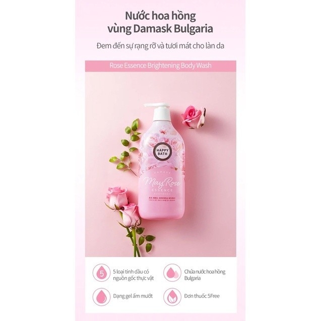 Sữa Tắm Cao Cấp Chiết Xuất Thiên Nhiên Happy Bath Natural Body Wash 900ml | Lúa Mạch | Nước Hoa | Cozy | Hoa Anh Đào