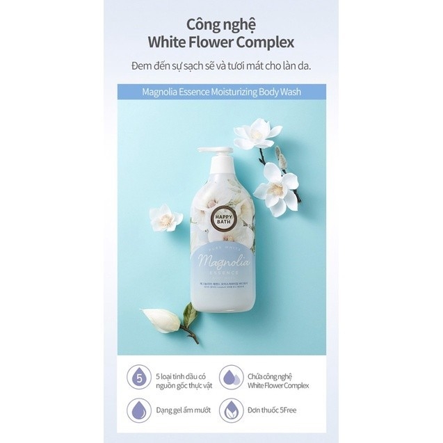 Sữa Tắm Cao Cấp Chiết Xuất Thiên Nhiên Happy Bath Natural Body Wash 900ml | Lúa Mạch | Nước Hoa | Cozy | Hoa Anh Đào