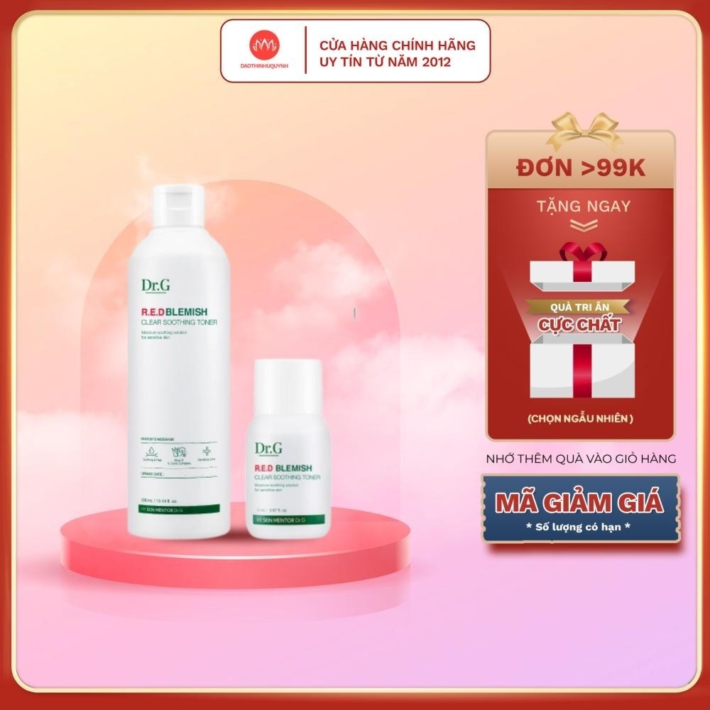 Nước hoa hồng Dr.G Dưỡng Ẩm, Làm Dịu Da Mẩn Đỏ  R.E.D Blemish Clear Soothing Toner 30ml- 300ml