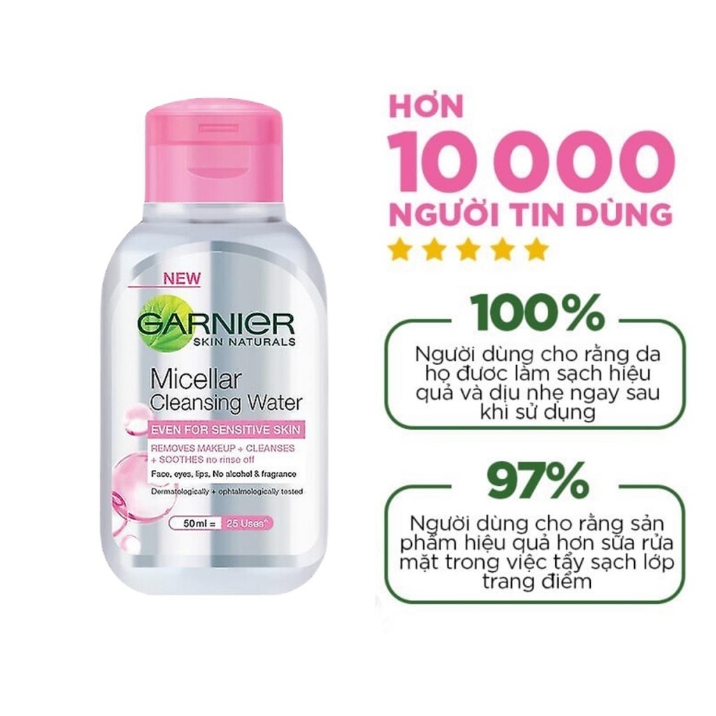 Nước Tẩy Trang GARNIER Micellar Water Skin Mizellen Reinigungs Wasser All in 1 Hồng -Vàng - Xanh 400ml