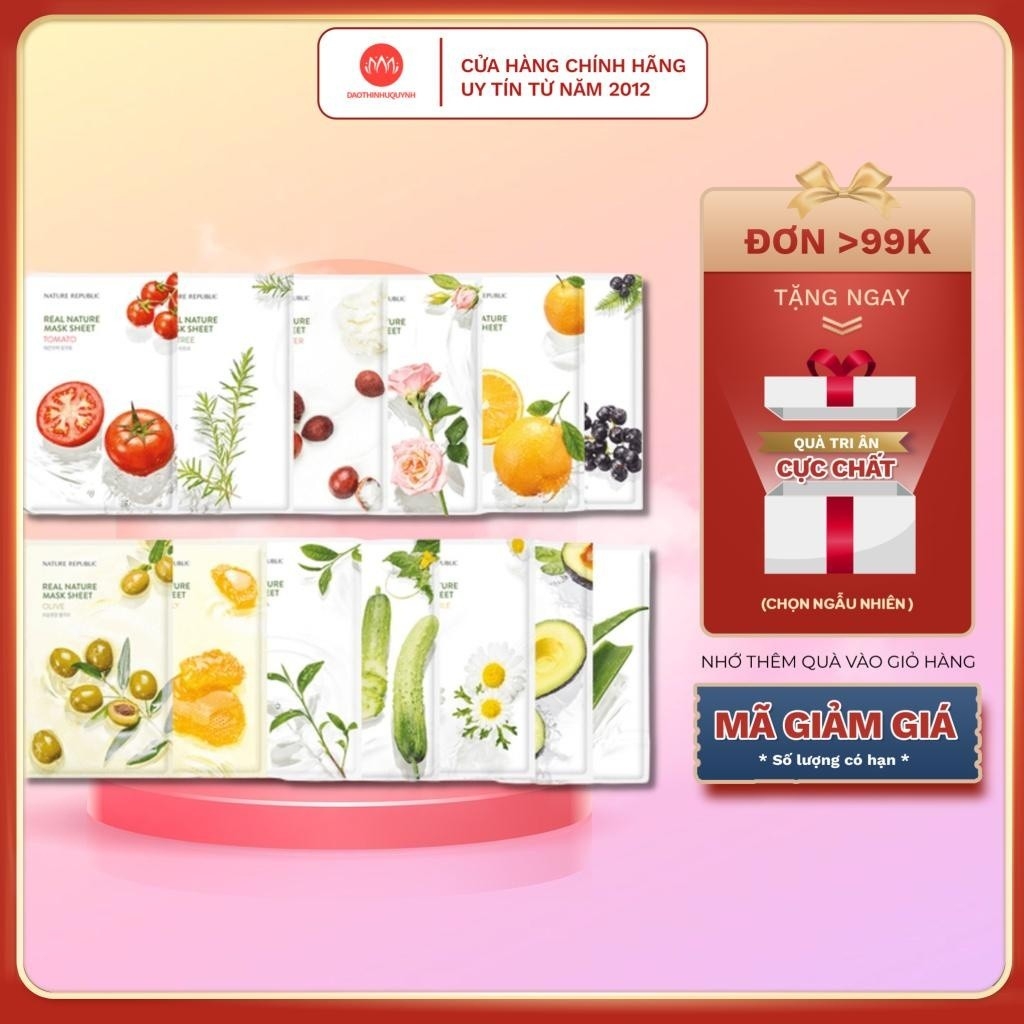 Mặt Nạ Giấy Dưỡng Da Nature Republic Real Nature Mask Sheet 23ml