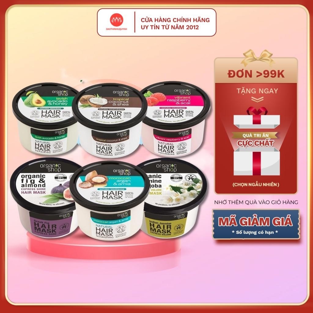 Kem Ủ Tóc Organic Shop Hair Mask suôn mượt phục hồi tóc 250ml - daothinhuquynh